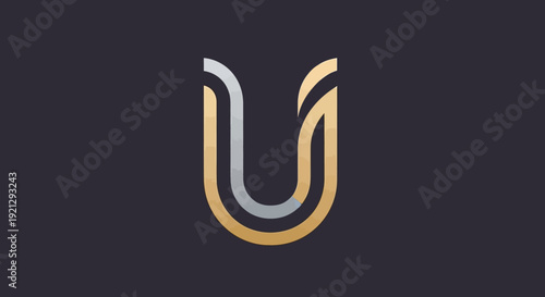 Elegant U Letter Logo, Luxury Gold and Silver Design, Modern Branding, Abstract Monogram