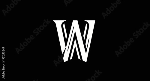 Elegant Stylized Letter W Logo on Black Background
