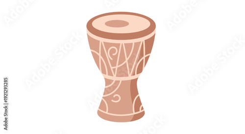 Djembe Drum Illustration - African Percussion Instrument with Decorative Patterns