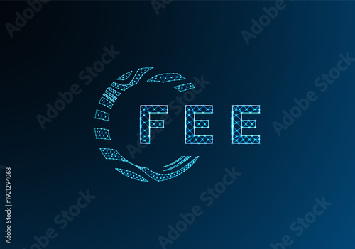 FEE low poly letter logo vector design. FEE lower poly logo design. FEE unique low poly logo design.