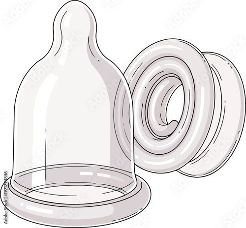 Clear silicone baby bottle nipple and ring attachment isolated close up healthy feeding babycare essential vector