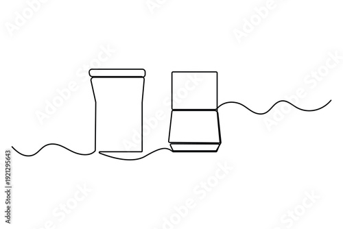 Minimal wall light switch one line drawing home electricity concept

