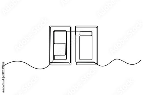 Minimal wall light switch one line drawing home electricity concept
