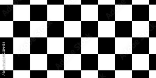 Chessboard pattern with black and white color. Black white finish line icon with checkered flag pattern. Simple black and white checkered abtract background. Black white checkerboard seamless pattern.