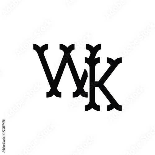 WK monogram logo design letter text name symbol monochrome logotype alphabet character simple logo