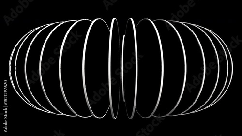 3D Abstract Sliced Sphere Rotating Animation with Alpha Channel. Abstract 3D motion graphic featuring a sliced, geometric sphere rotating horizontally. Designed in a clean, modern, monochrome style.