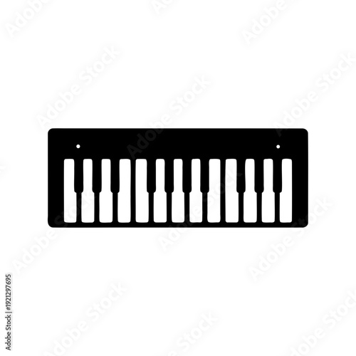 Piano keyboard silhouette, music instrument icon symbol Vector