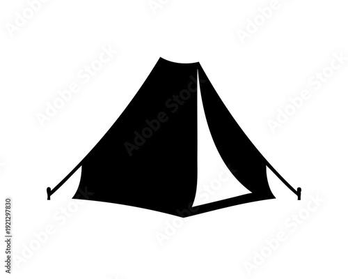 Simple black silhouette of a classic camping tent icon Vector