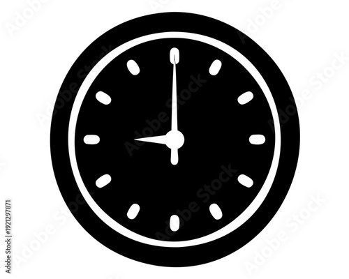 Minimalist analog clock icon showing time at nine o'clock Vector