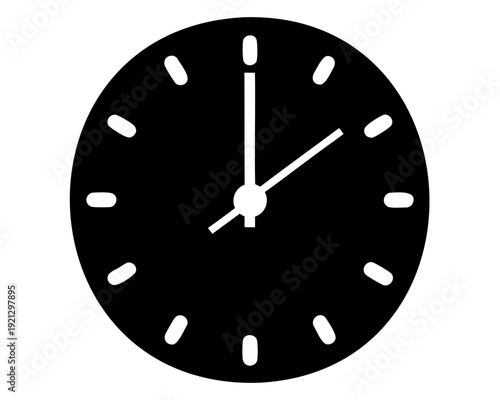 Abstract time icon: simple black clock with white hands Vector