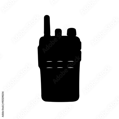 Two-way radio communication device black silhouette. Vector