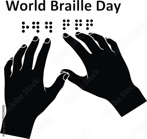 World braille day celebration hands reading raised dots symbol of inclusion accessibility education visual impairment awareness vector
