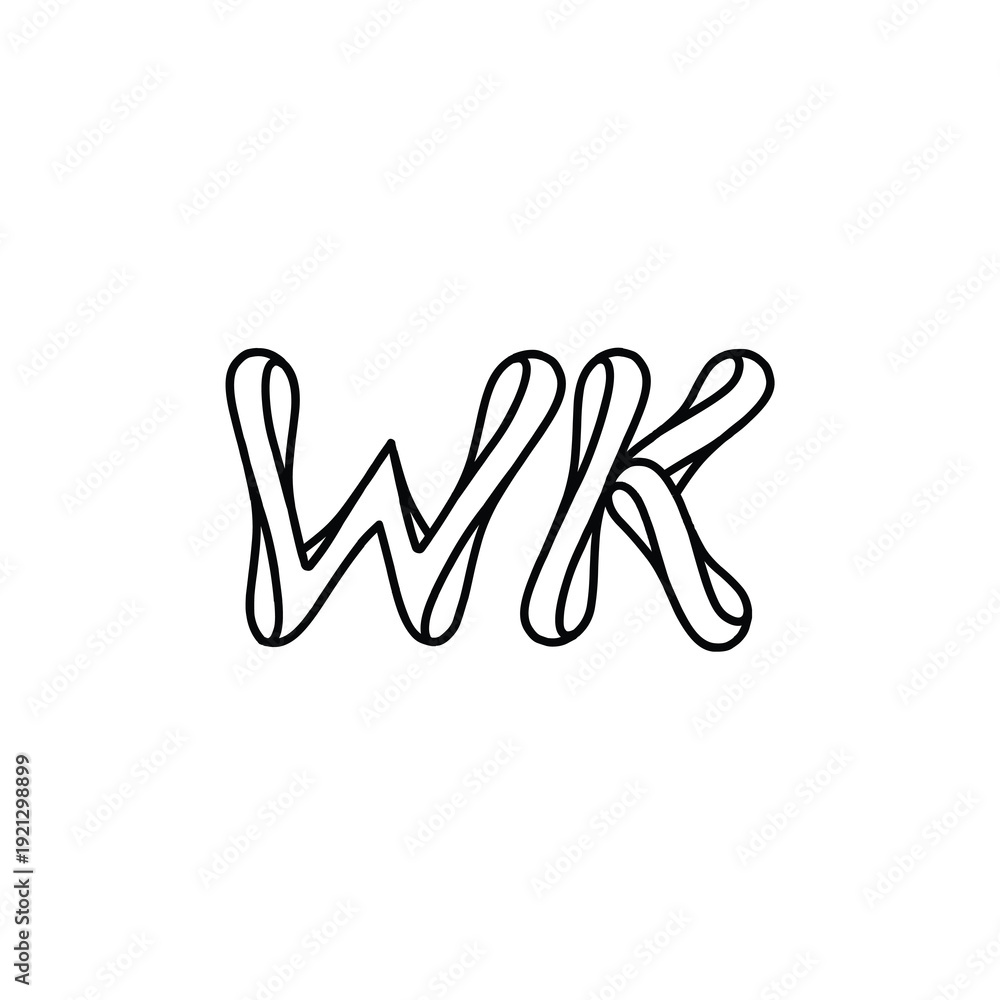 Obraz premium WK monogram logo design letter text name symbol monochrome logotype alphabet character simple logo