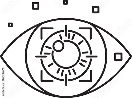 Artificial Intelligence Eye Scan Solid Icon – AI Iris Recognition Technology Symbol, Biometric Security Vector, Digital Identity Verification Illustration