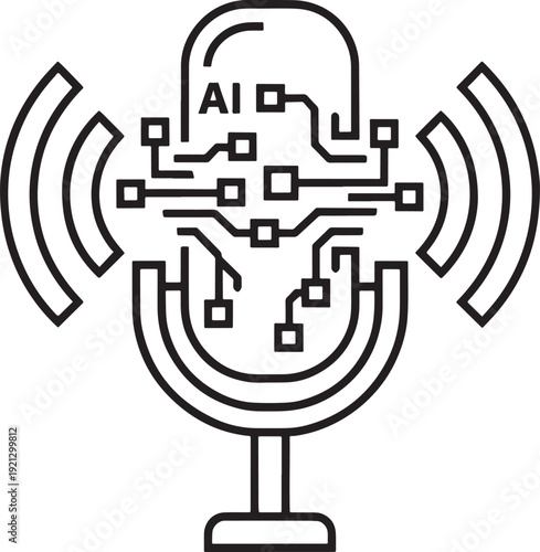 Artificial Intelligence Sound System Solid Icon – AI Audio Technology Symbol, Digital Speaker Vector, Smart Music Control Illustration