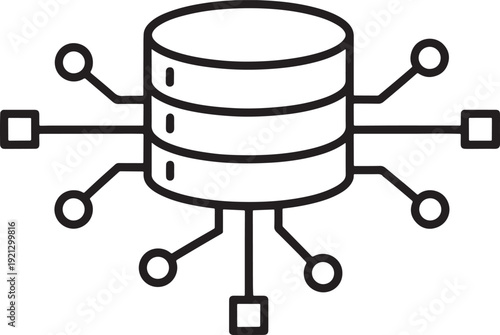 Data Storage Technology Solid Icon – Digital Cloud and Database Symbol, Secure Information Server Vector, Modern IT Illustration