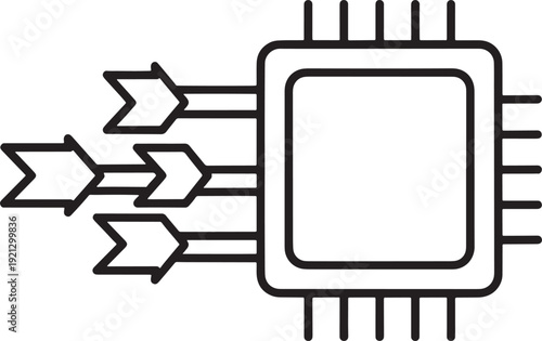 Artificial Intelligence Chip Solid Icon – AI Processor Circuit Symbol, Technology Microchip Vector, Digital Innovation Web Illustration