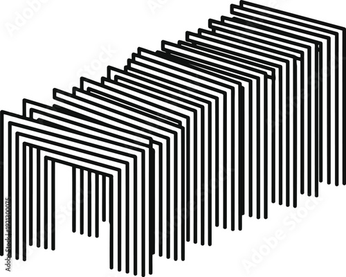 Abstract geometric stacked arches minimalist line art structure vector pattern vector