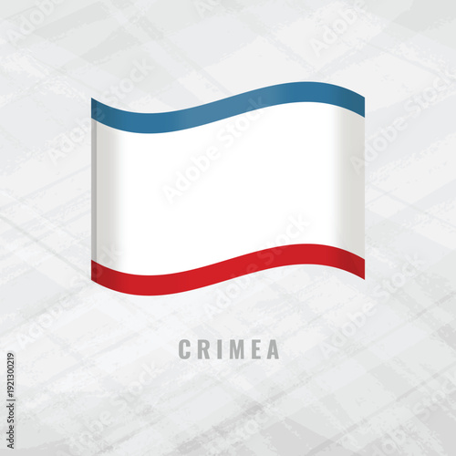 3d illustration waving flag of Crimea. Vector flag of Crimea.on Grey Background with copy space .Symbol of Crimea.