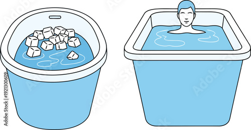 Two stylized blue dessert cups with clear lids showcasing sweet treats isolated on white minimal background vector