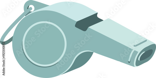 Modern teal whistle object isolated clear design signaling tool for sports and refereeing vector