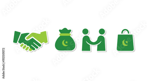 Islamic Community and Eid Celebration Icons Set