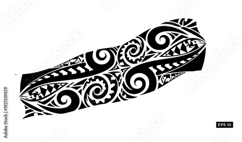 Polynesian inspired abstract tribal sleeve ornament vector