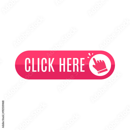 Click Here Now Button, Graphic Element for Web Design, Isolated on White Background, Modern