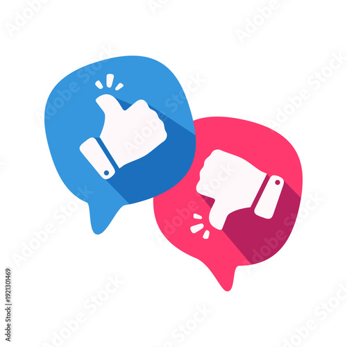 Like and Dislike Icons with Speech Bubbles Positive and Negative Feedback Symbols