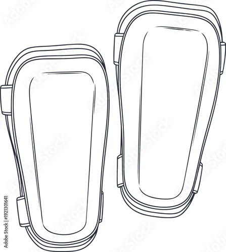Abstract line art contour drawing of two carabiners linked together climbing gear equipment symbol vector