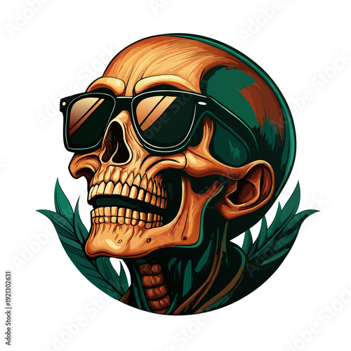 logo con teschio con gli occhiali da sole 03