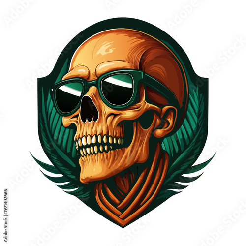 logo con teschio con gli occhiali da sole 01