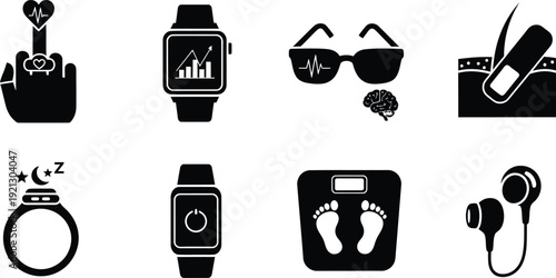 Icon collection of wearable technology and accessories