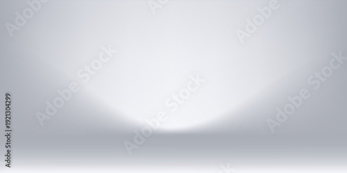 White grey studio room. Limbo light background. Abstract 3d gradient backdrop for product presentation. Minimal wall scene spotlight. Showcase, promotion display.