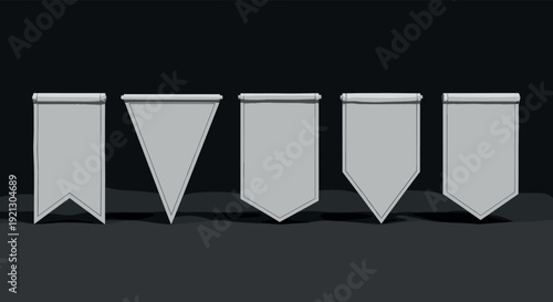 Blank hanging banner flag set with different shapes mockup isolated vector collection