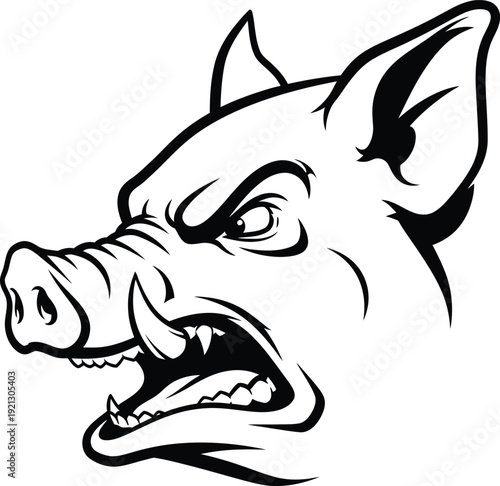 Angry boar head illustration