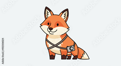 Cartoon Fox Character with Harness Illustration.