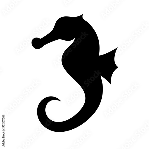 Seahorse Silhouette Vector - Marine Life Seahorse Icon - Ocean Aquatic Sea Creature Graphic