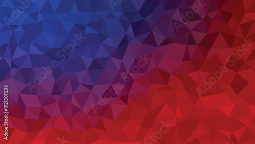 A vibrant and abstract geometric background with a gradient of red and blue colors
