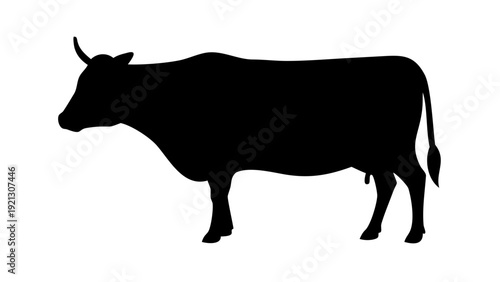 Cow Head Silhouette Vector - Dairy Cattle Face Farm Animal Symmetrical Logo Graphic