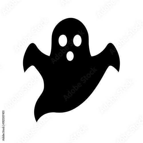 Scary Halloween Ghost Silhouette Vector - Spooky Phantom Spirit Flat Icon Graphic