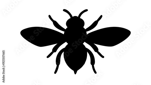 Honeybee Silhouette Vector - Symmetrical Bumblebee Insect Icon - Nature Pollinator Graphic
