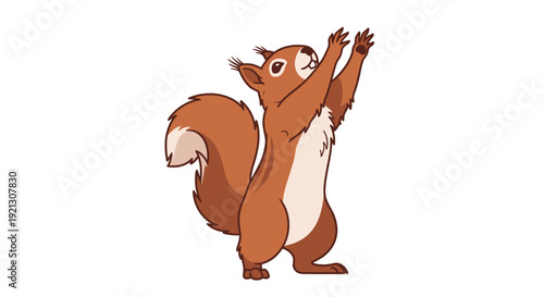 Cartoon Squirrel Standing on Hind Legs.