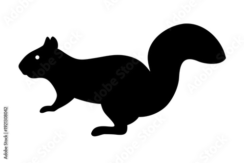 Cute Squirrel Silhouette Vector - Woodland Rodent Side Profile Graphic - Forest Animal Icon