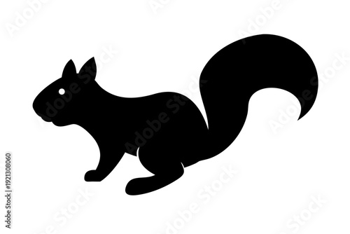 Cute Squirrel Silhouette Vector - Woodland Rodent Side Profile Graphic - Forest Animal Icon