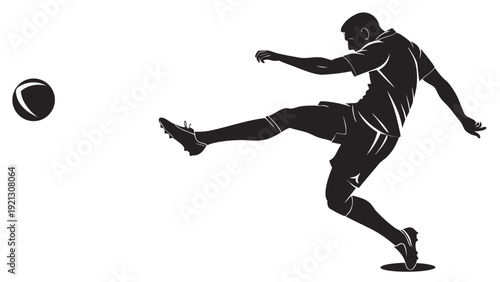 Dynamic Silhouette of a Soccer Player Kicking a Ball.