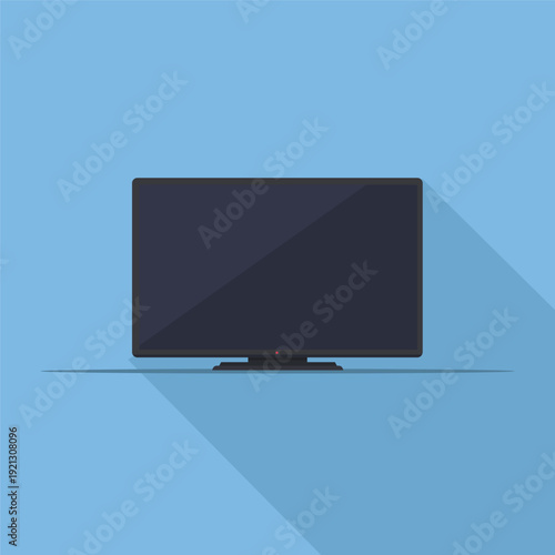 Flat tv monitor at wall vector illustration