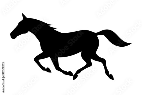 Galloping Horse Silhouette Vector - Majestic Stallion Running Equestrian Graphic Icon