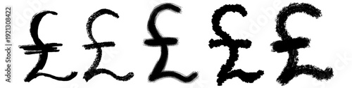 Set pounds symbol drawing different style vector for diverse financial concepts. Ideal for symbolizing british currency, wealth, and money management.