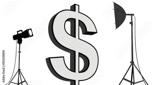 Dollar Sign with Studio Lighting Equipment.